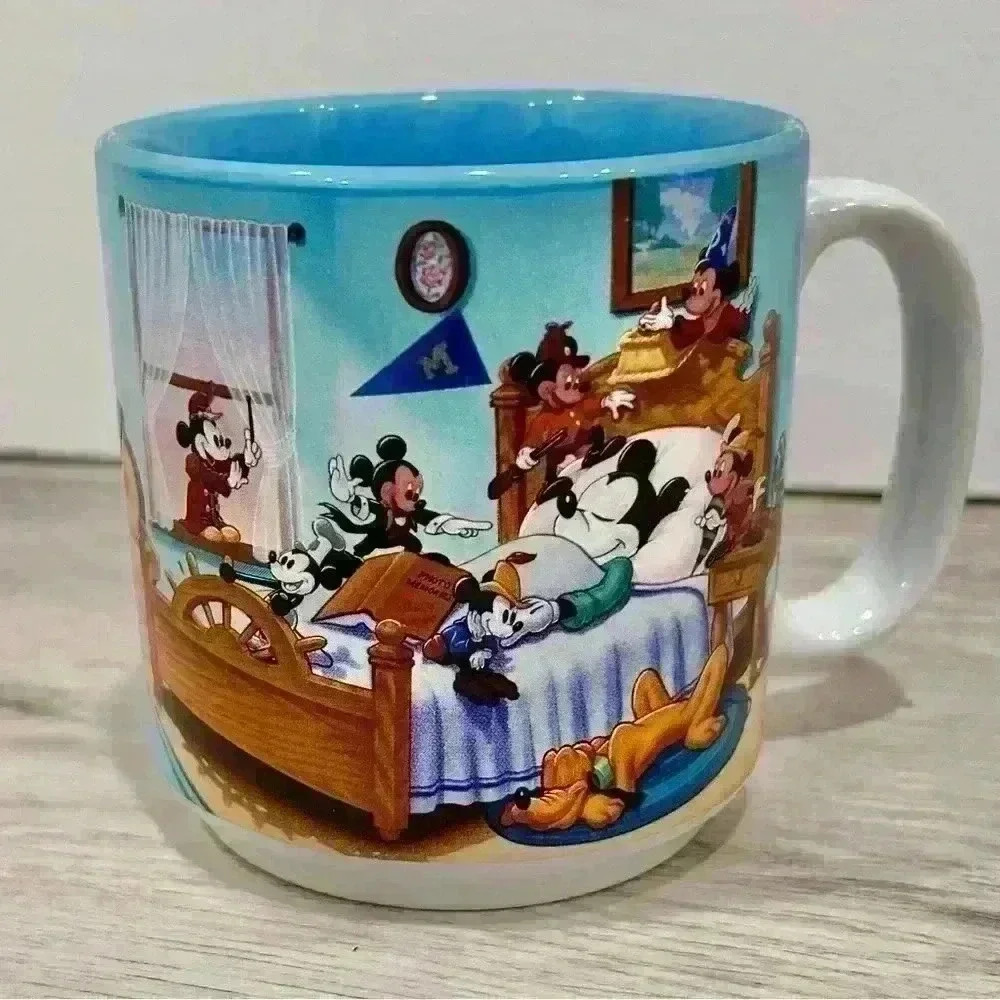 Vintage Retired Disney Mickey Mouse Through Years Ceramic Coffee Cup Mug 12oz